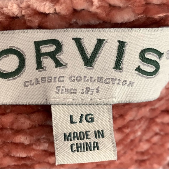 ORVIS Chenille Crewneck Sweater Pullover Pink Rose Classic Soft Warm Size L - Picture 3 of 14